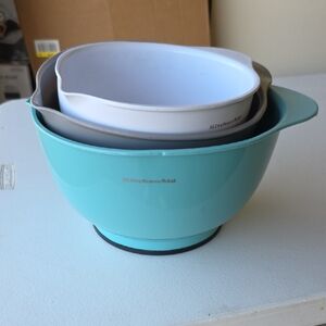 KitchenAid Nesting Bowl Set - Turquoise, White, Gray